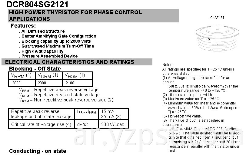 Thyristor DCR804 Configuration